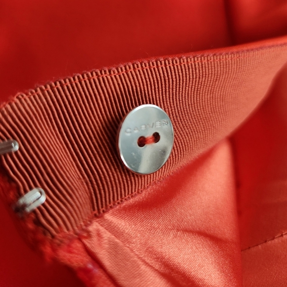 Carven Cut Out Flared Designer Skirt Red Orange sz Large - Picture 8 of 10